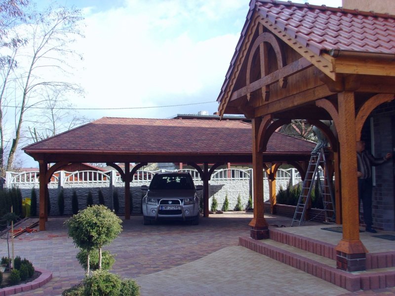 Красивые навесы из мягкой кровли