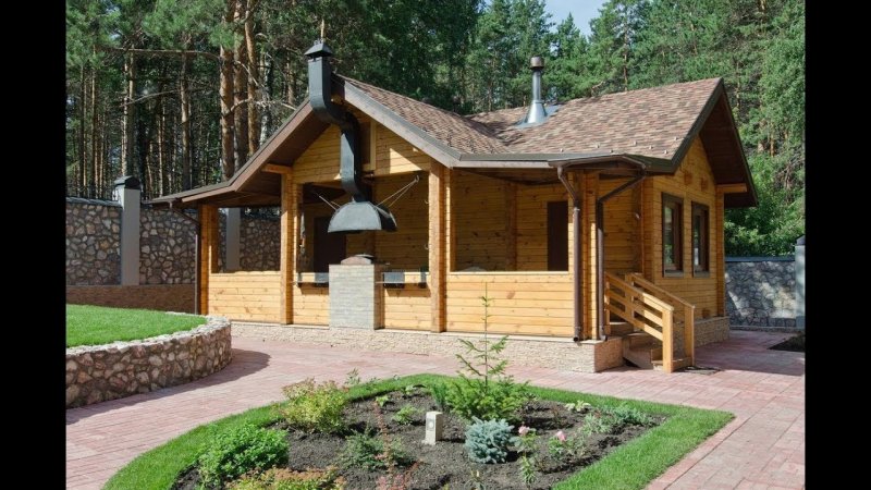 Баня с беседкой и барбекю под 1 крышей проекты