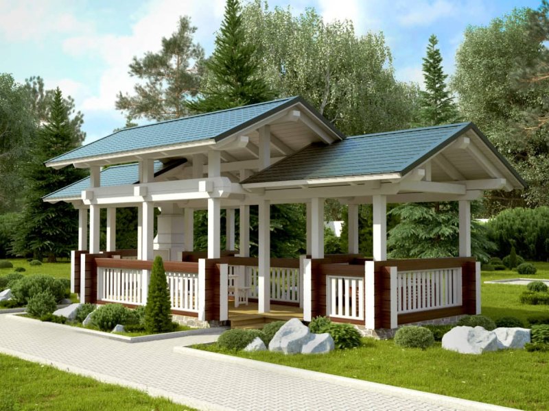 Красивые беседки из бруса (47 фото)