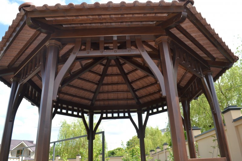 Каркас беседки из бруса в китайском стиле