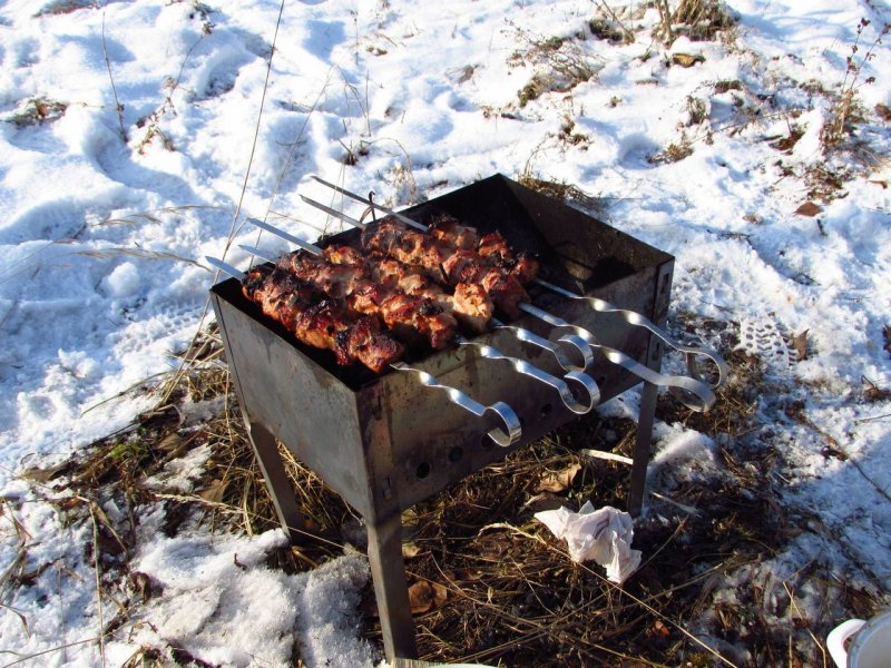 Шашлык зимой в лесу