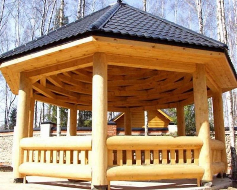 Беседка из бревна крыша