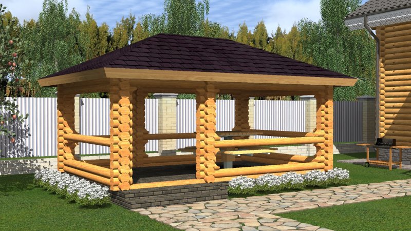 Беседка из бревна