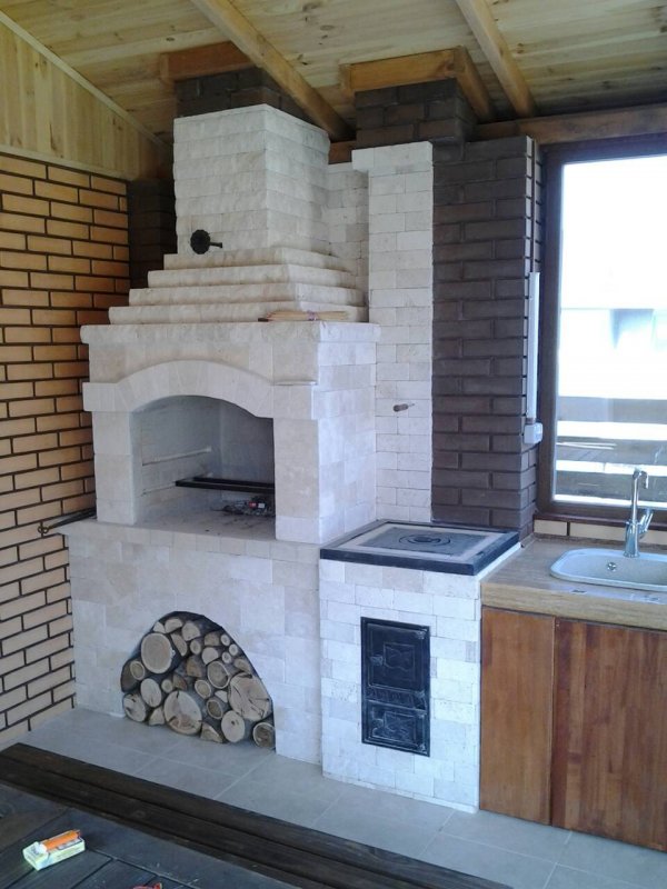 Печь барбекю из газоблока