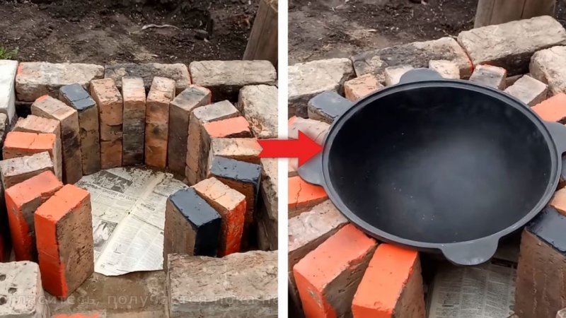 Печка для казана из кирпича