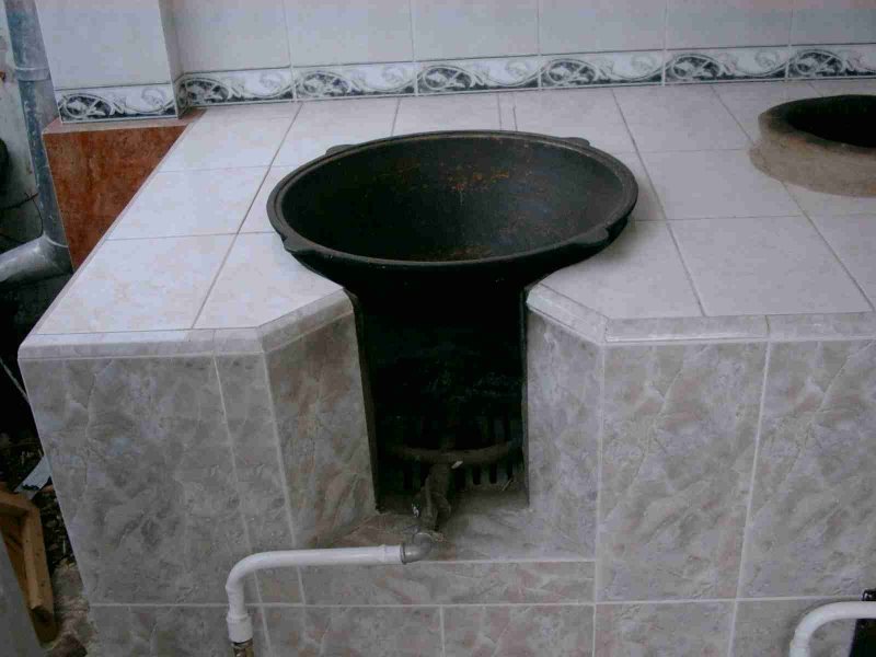 Узбекский очаг для казана из кирпича