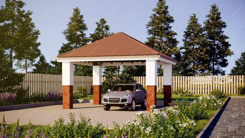 Автонавес для машины из камня и дерева