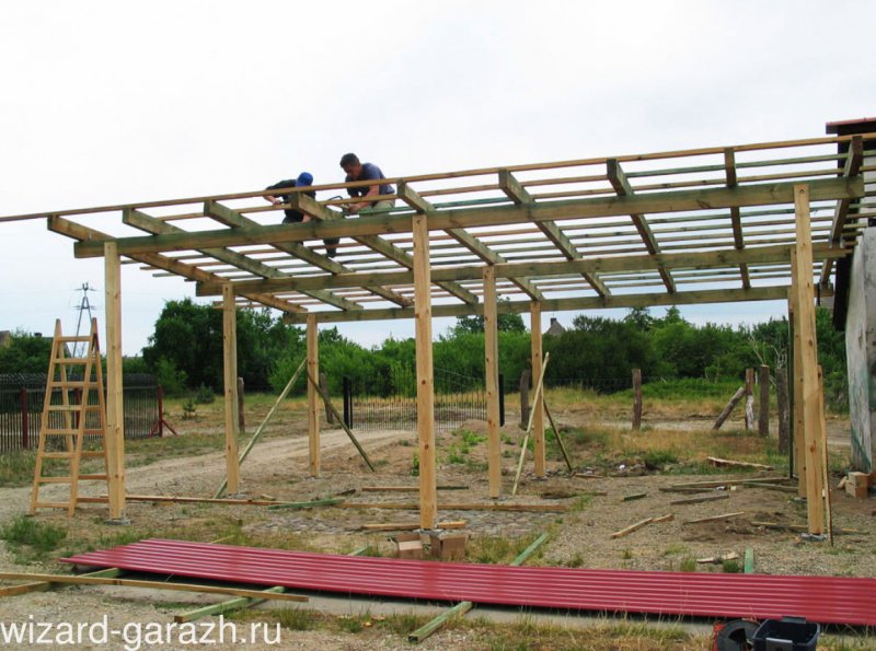 Деревянный каркас для навеса