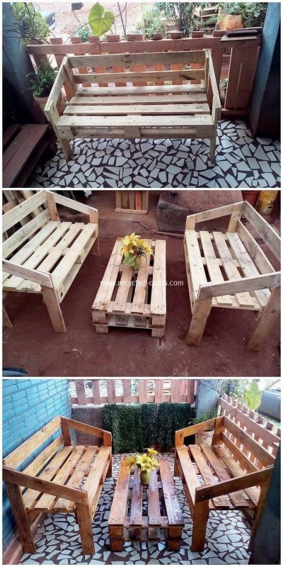 Лавочки из паллетов для дачи