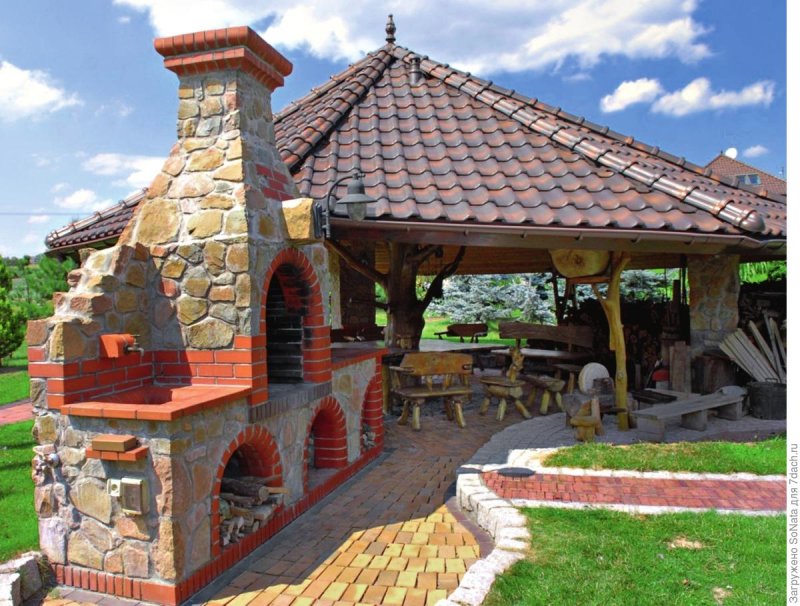 Беседки из камня и кирпича