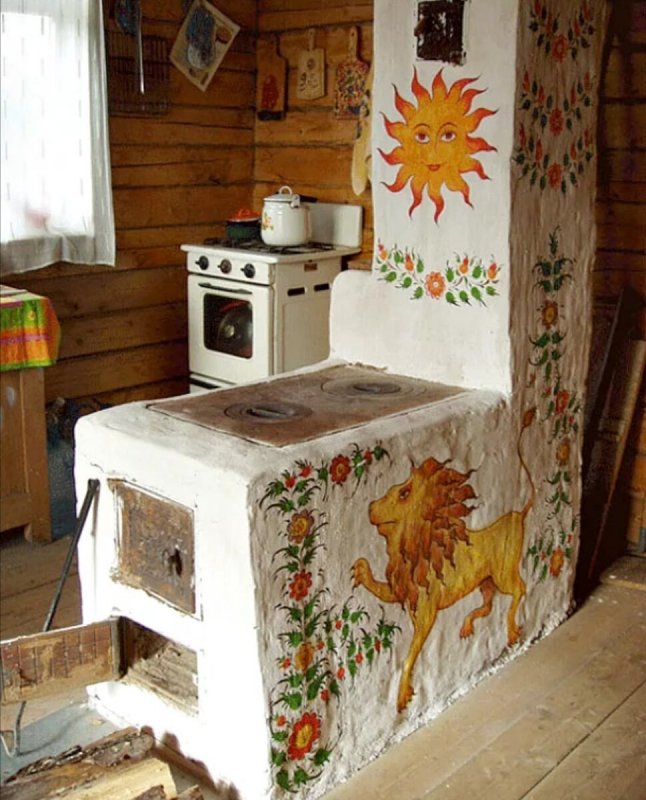 Расписная печь русская