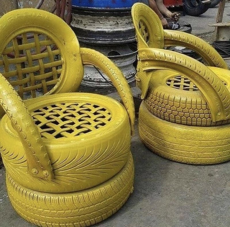 Дачные сиденья из колес