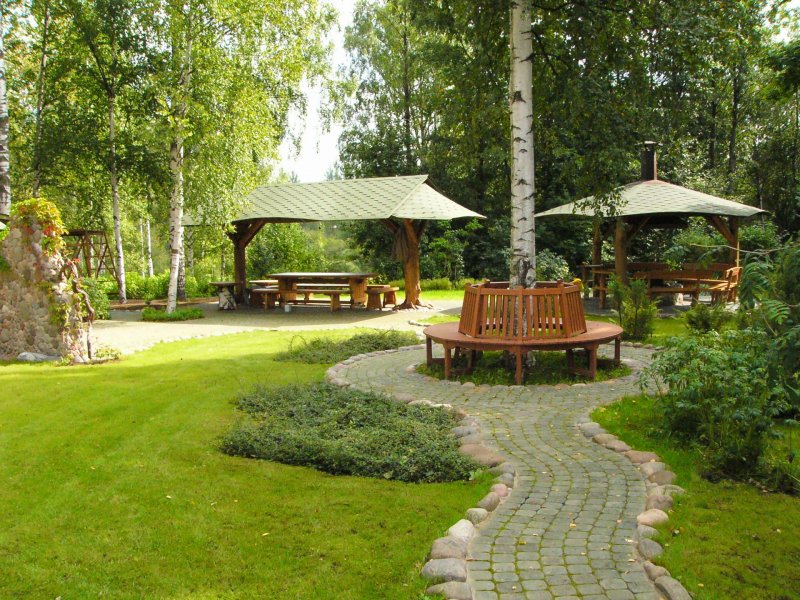 Пергола качели кострище