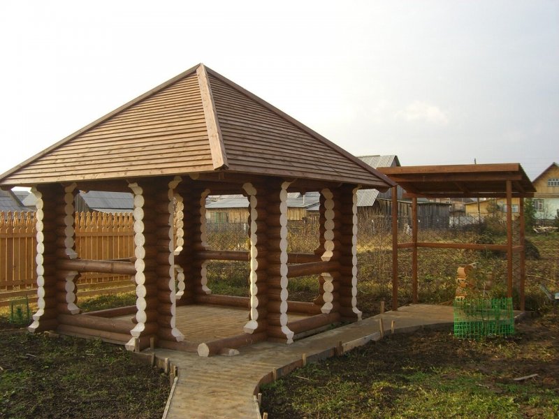 Красивые беседки из бревна