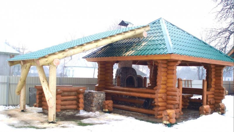 Беседки из сруба с камином