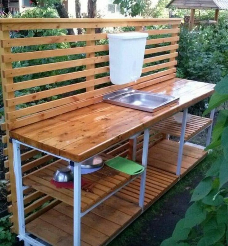 Кухня на улице для дачи из пластика