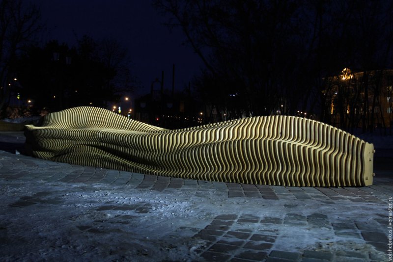 Параметрическая скамья Wave дизайнерская мебель Parametric l 4.5 м