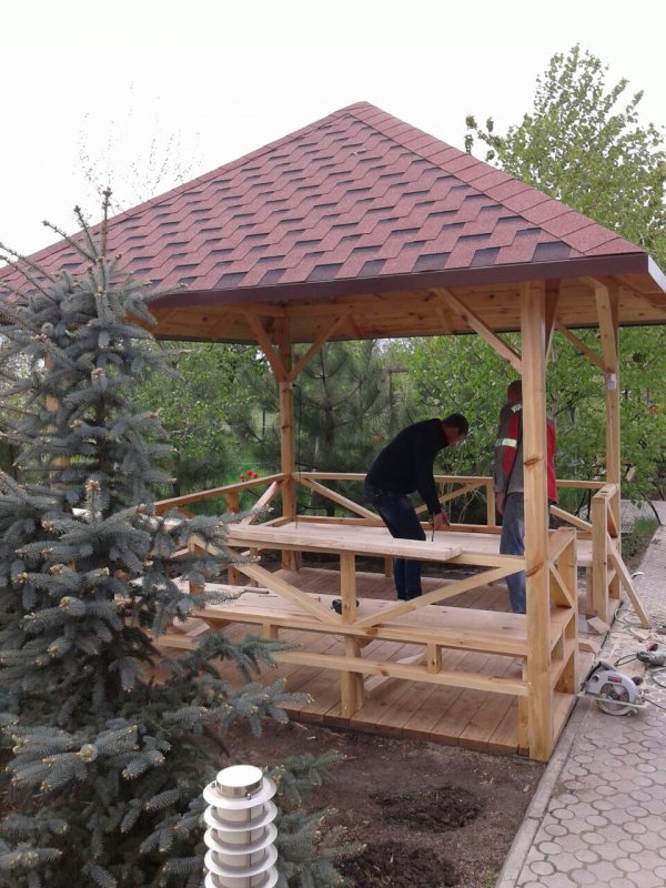 Мягкая черепица на беседку