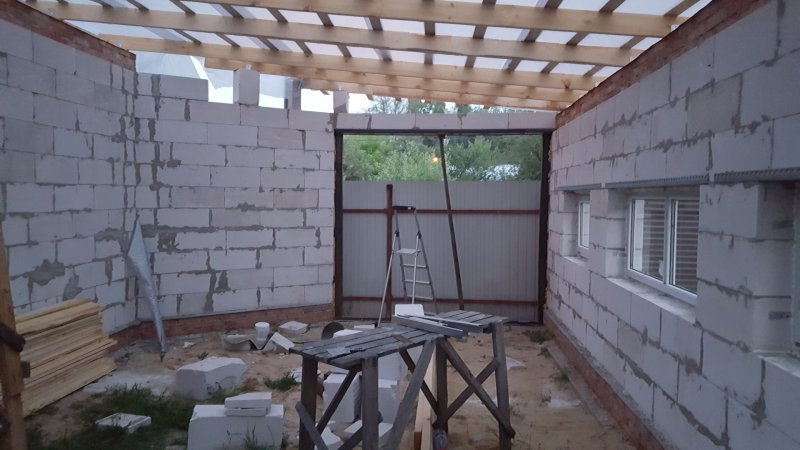 Односкатная крыша для гаража из пеноблоков