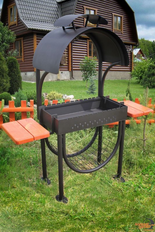 Мангал МС-11 С крышей (1,2х0,45х1,55м)