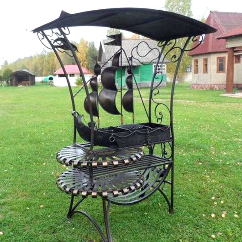 Кованый мангал корабль