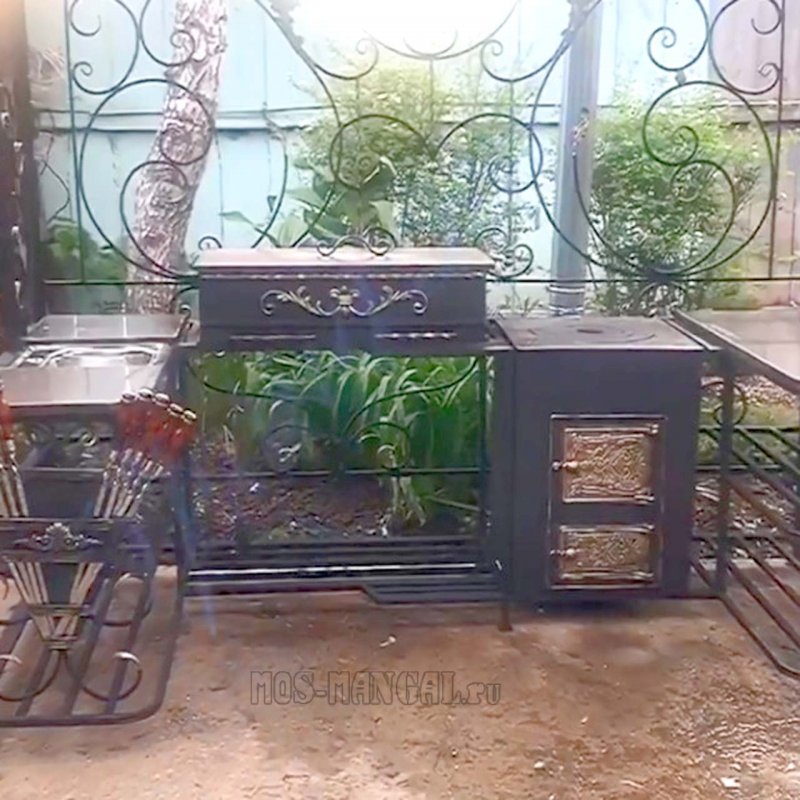Мангал с печкой и раковиной