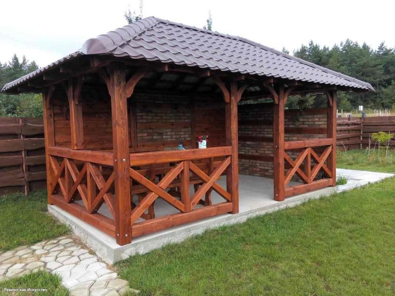 Беседка прямоугольная с мангалом