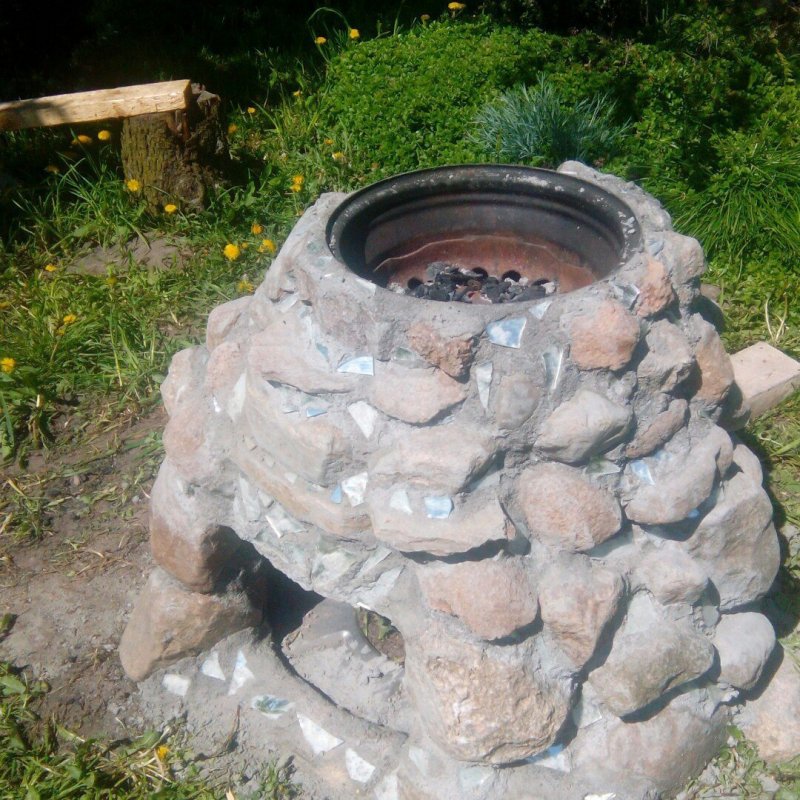 Печь для казана из колесных дисков красивые