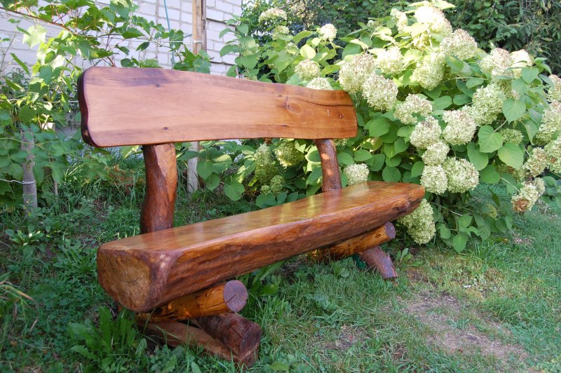 Скамейка Садовая из бревна