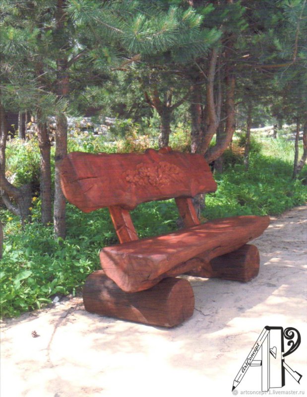 Стол и лавочки из бревен