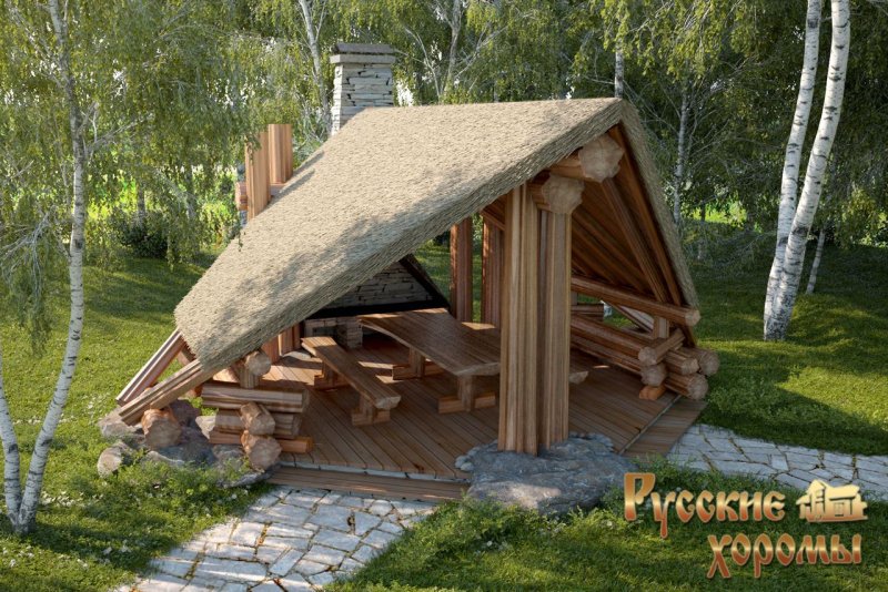 Необычные беседки из бревна