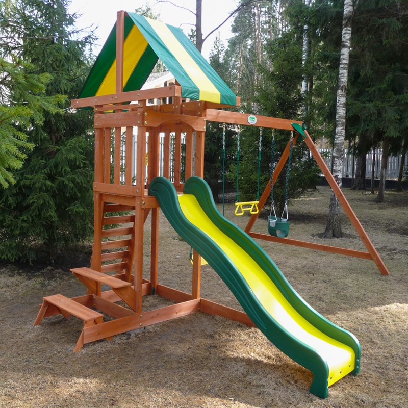 Спортивно-игровой комплекс New Sunrise Зарница с деревянной крышей