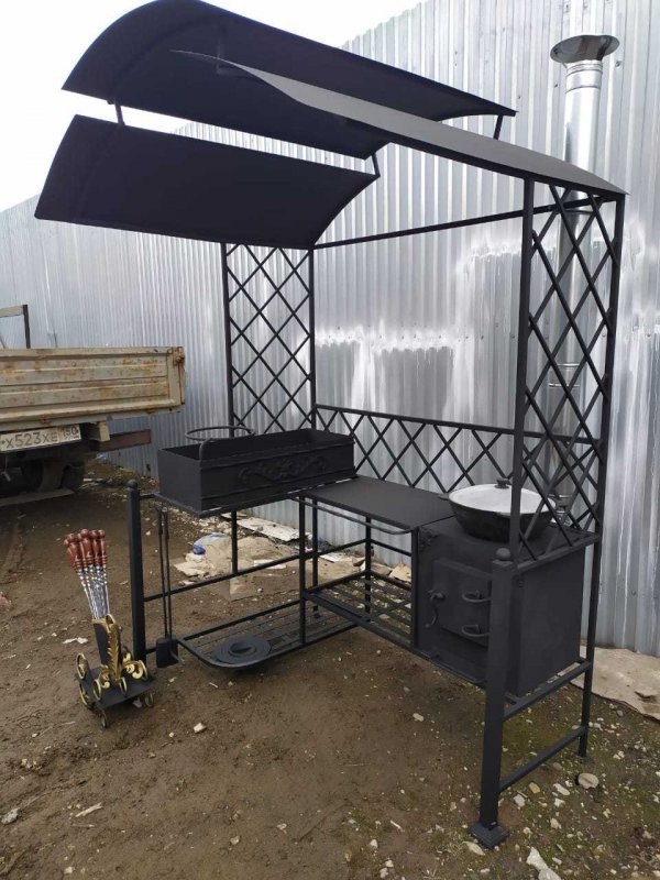 Мангал с крышей Grill area 140,2х118,6х209,4см сталь 3мм
