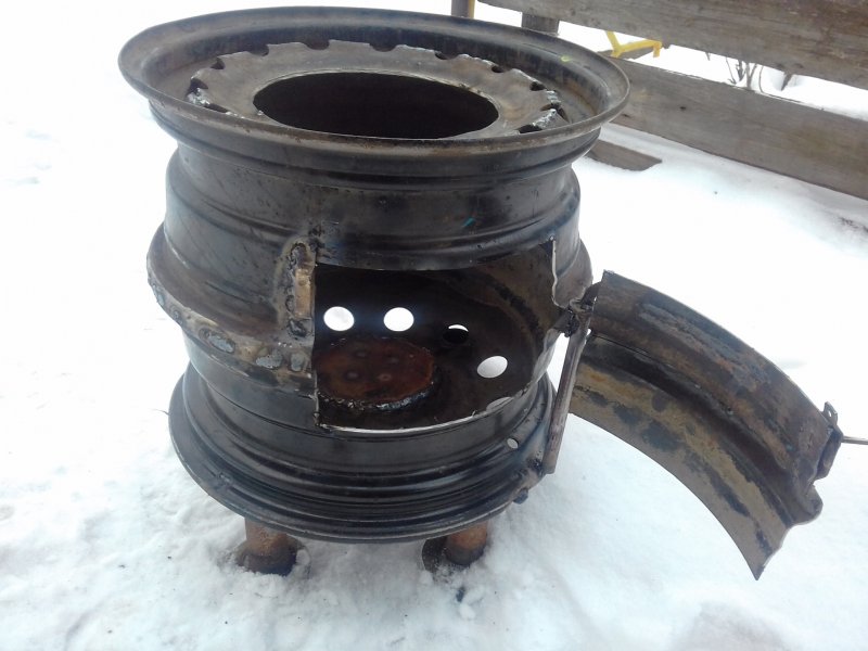 Печь для казана из автодисков