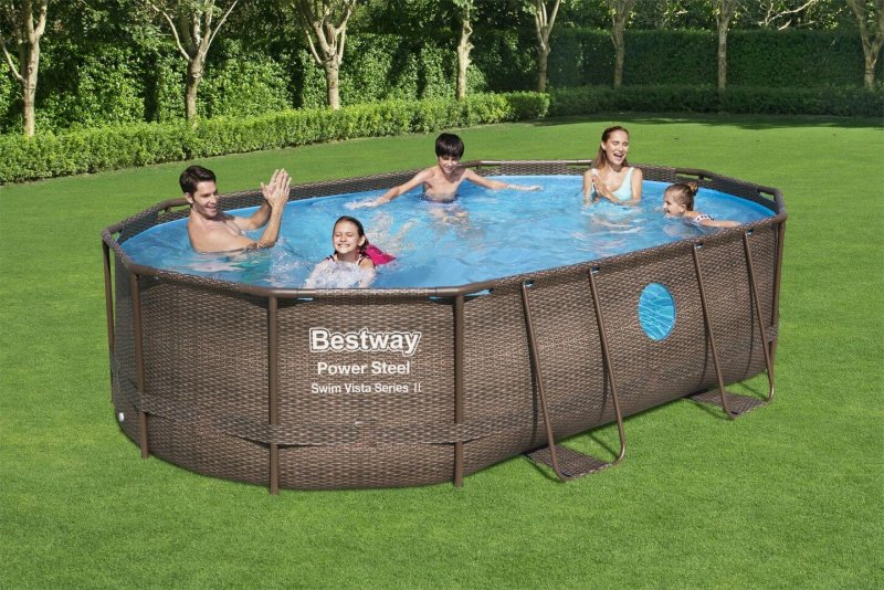Бассейн каркасный Bestway овальный ротанг
