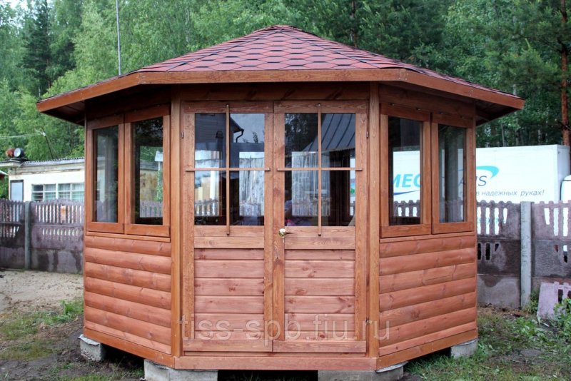 Деревянная беседка шестигранная из бруса