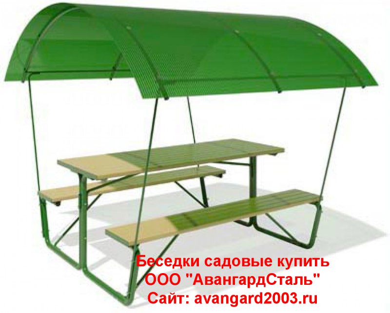 Беседка стол со скамьями и навесом