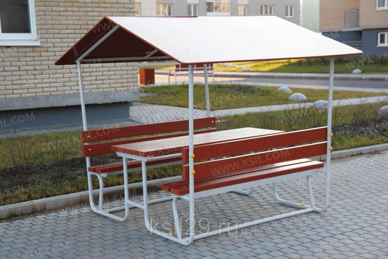 002604 - Стол со скамьями и навесом