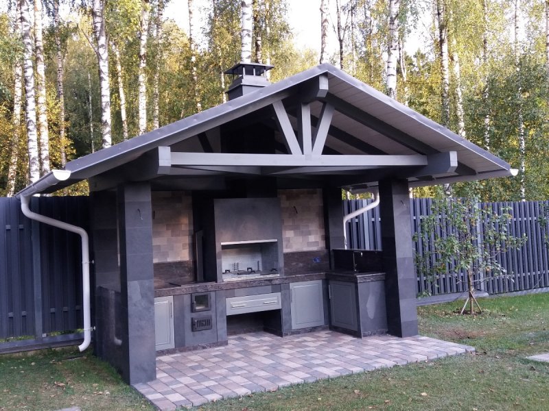 Пергола патио с мангалом