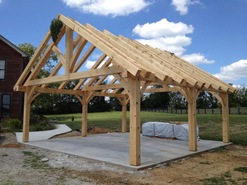 Wooden Gazebo made of Timber in Winter