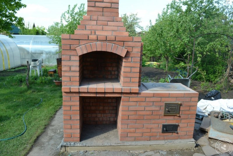 Мангал из кирпича с казаном небольшой