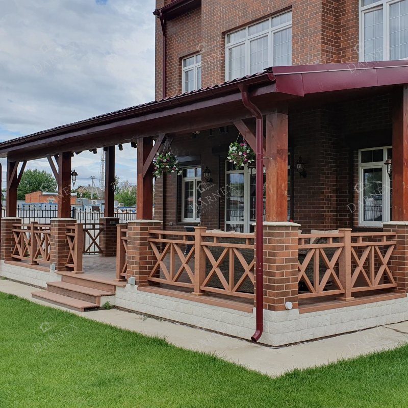 Угловая терраса к дому фото