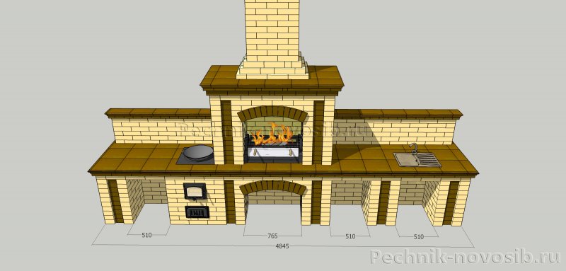 Кирпичный мангал Sketchup