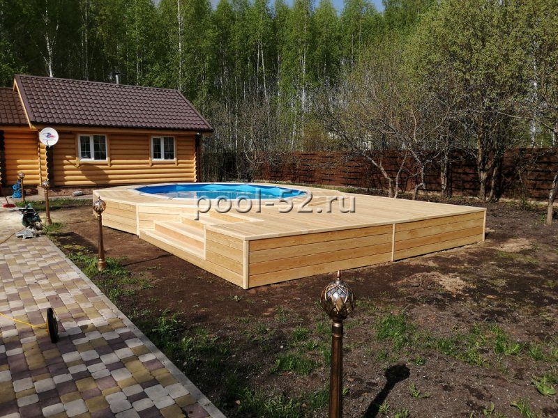 Площадка для каркасного бассейна из досок