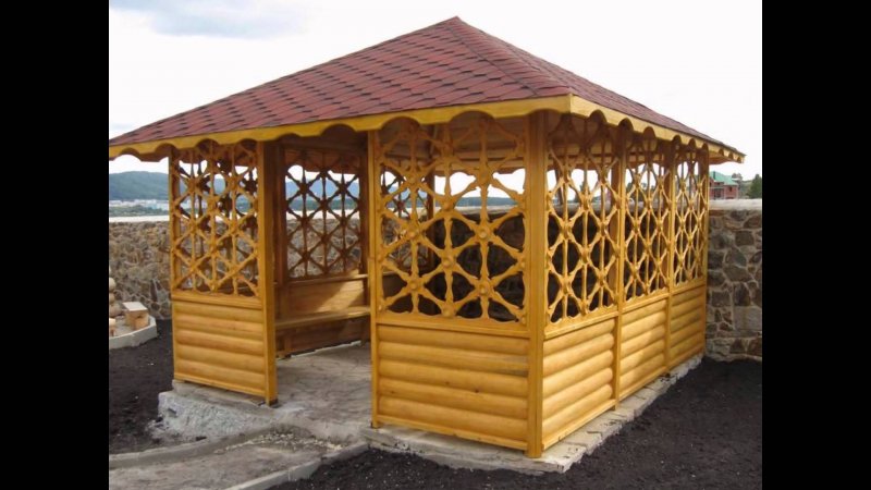 Крыша беседки из дерева