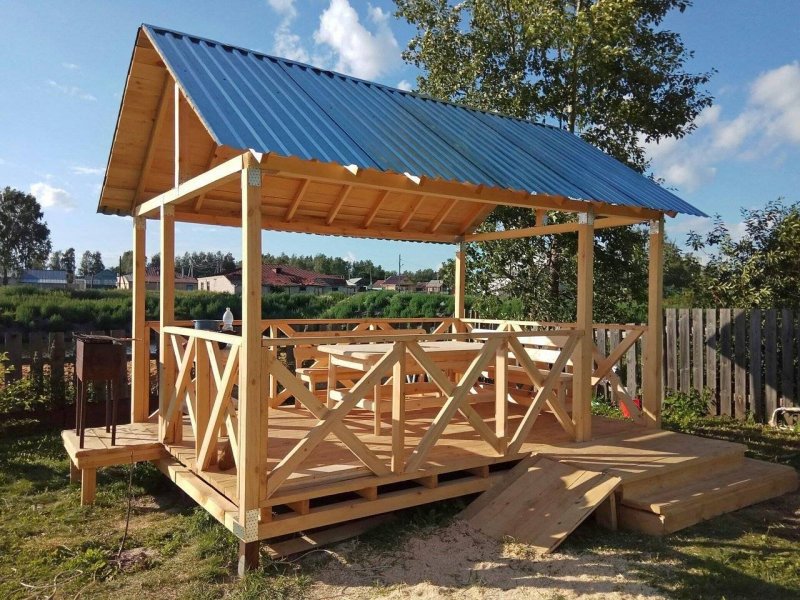Беседка из коротких брусков