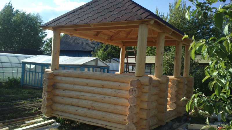 Беседки из бревна столбовые