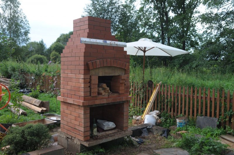 Кирпичная уличная печь для дачи