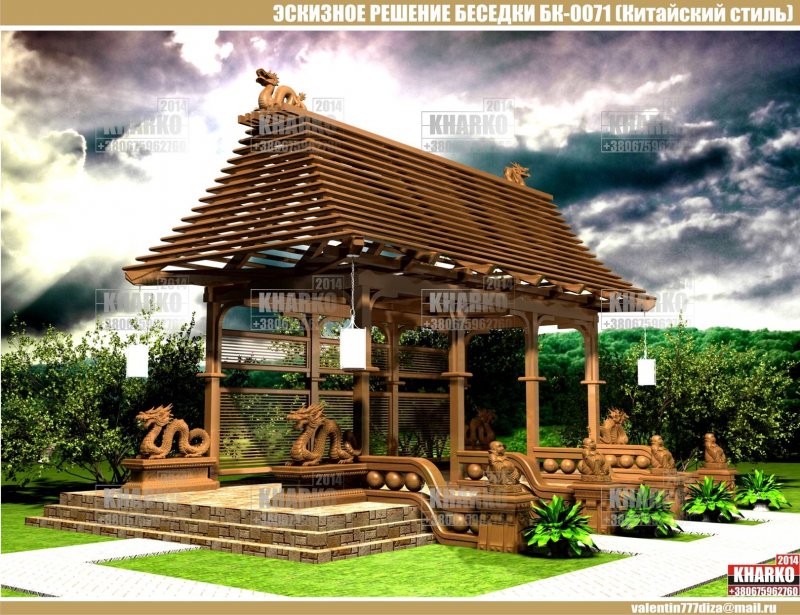 Проект беседки в китайском стиле