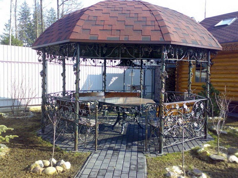 Беседка Садовая металлическая 286x268x249 см с крышей из поликарбоната